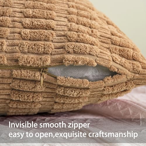Pack of 2 Corduroy Decorative Throw Pillow Covers 20x20 Inch (Coffee / 20" x 20" (Pack of 2))