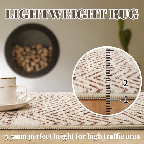 3x18 Runner Rug Washable Moroccan (Beige / 3' x 18')