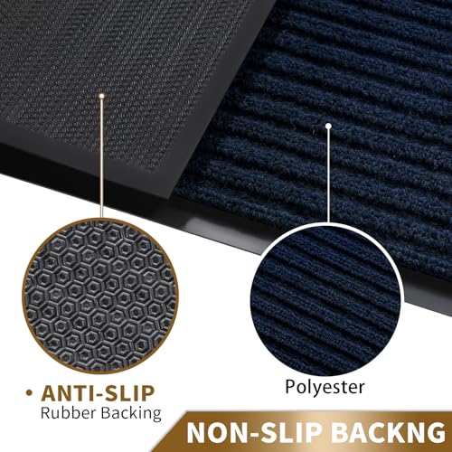 Front Door Mat Outdoor Indoor 47x32 (Navy Blue / 47x32 Inch)