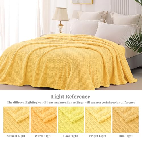 Soft Fleece Twin Size Bed Blanket (Yellow / Twin(60x80 In))