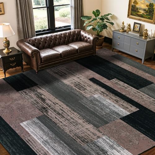 10x14 Washable Area Rugs for Living Room & Bedroom (Chocolate / 10' x 14' (Rectangular))