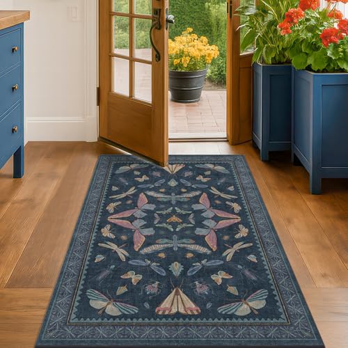 Washable 3x5 Indoor Rugs for Entryway (3' x 5' (Rectangular) / Midnight Blue)
