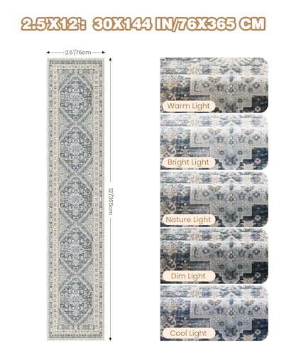 Runners for Hallway 12ft (Blue/Beige / 2'6" x 12' (Runner))
