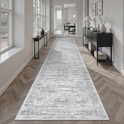 Runner Rug 2x12 Washable Non (Grey / 2' x 12' (Runner))