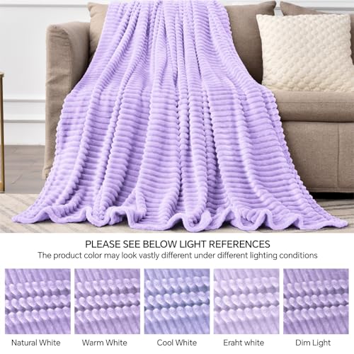 3D Ribbed Pastel Lilac Fleece Twin Blanket for Couch (Pastel Lilac / Twin(60"x80"))