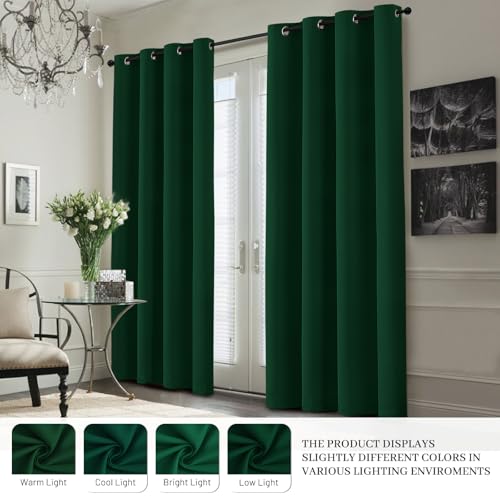 Dark Green 100% Blackout Curtains 84 Inches Long 50" Wide 2 Panels (50"W x 84"L (Pack of 2) / Dark Green With White Backing)
