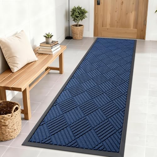 Front Door Mat Outside Entrance 71x23 (71" X 23" / Navy Blue Diamond)