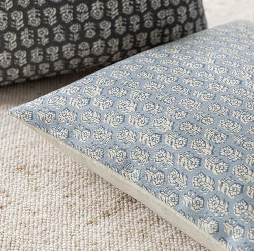 Decorative Floral Print Throw Pillow Covers 20×20 Powder Blue (20" x 20" (Pack of 2) / Powder Blue)