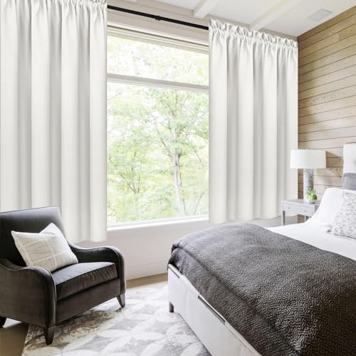 Blackout Curtains for Bedroom Living Room 42 x 63 Inch Long Ivory (Ivory / 42"W x 63"L (Pack of 2))