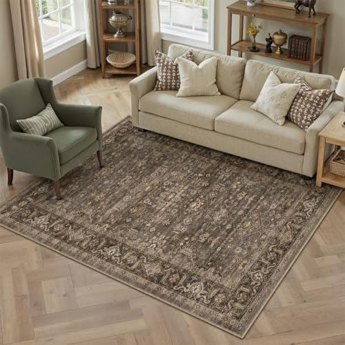 5x7 Dark Brown Vintage Area Rug (Brown / 5' x 7' (Rectangular))