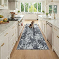Washable Runner 3'x7' Abstract Area Rug for Hallway Black White (Black/Navy Blue/Gray / 3' x 7' (Runner))