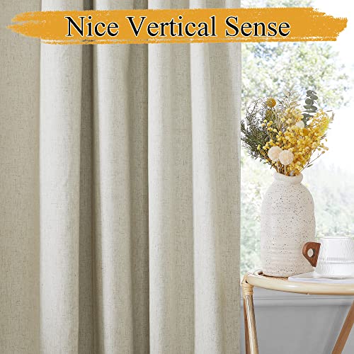 Natural Linen Blended Curtains for Living Room (Cream Beige / 52"W x 63"L (Pack of 2))