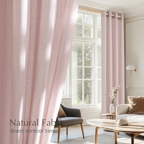 Thick Linen Blush Pink Curtains 2 Panels for Kids Room (Blush Pink / 55"W x 96"L (Pack of 2))