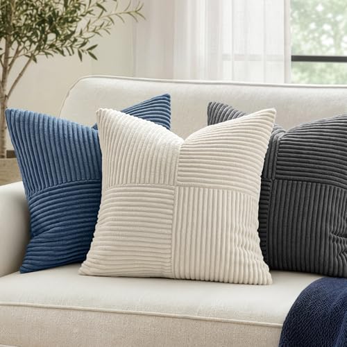 Cream White Decorative Throw Pillow Covers for Couch 16x16 Inch (16" x 16" (Pack of 2) / Cream White)