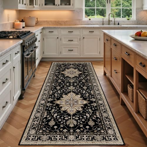 Washable Area Rug (Black/Neutral / 3' x 6' (Rectangular))