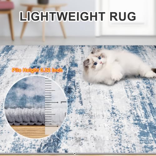 Area Rug Living Room (Blue White Grey / 5' x 7' (Rectangular))