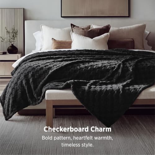 Checkered Soft Cozy King Size Blankets for Bed (Black / King (108" X 90"))
