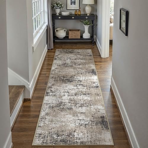 Brown Runner Rug 2x8 Modern Abstract (Abstract Brown / 2' x 8' (Runner))