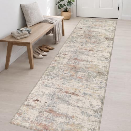 3x14 Washable Runner Rug：Modern Abstract Kitchen Soft Carpet Taupe (Taupe / 3' x 14' (Rectangular))