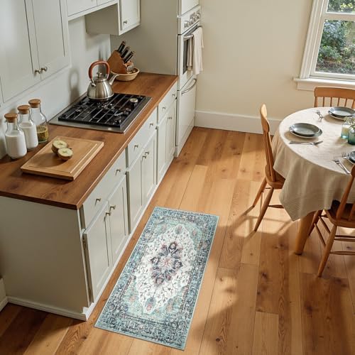 Washable Area Rug (Teal Green/White/Navy / 2' x 4' (Rectangular))