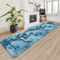 Super Soft Fluffy Living Room Area Rug 2x8 ft Tie (Tie-dyed Blue / 2' x 8' (Runner))
