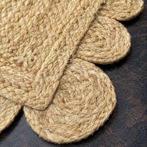 Scalloped Natural Jute Area Rug 12x18 Ft (Natural / 12' x 18' (Rectangular))