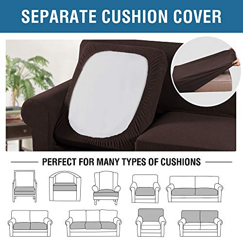 3 Piece Stretch Sofa Covers for 2 Cushion Sofa Couch Covers for Living Room Sofa Slipcovers (Medium-XL / Chocolate)