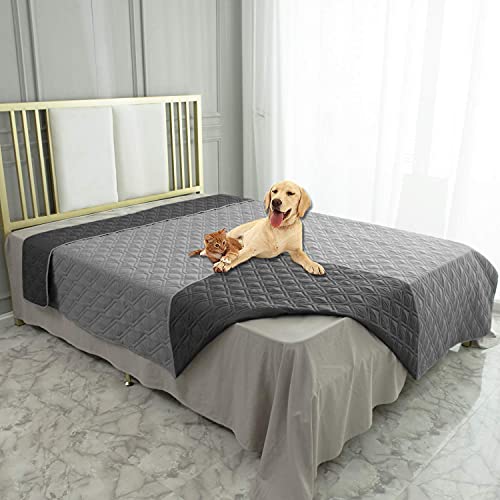 Waterproof Dog Bed Cover Pet Blanket for Furniture Bed Couch Sofa Reversible (52x82 Inch (Pack of 1) / Grey+dark Grey)