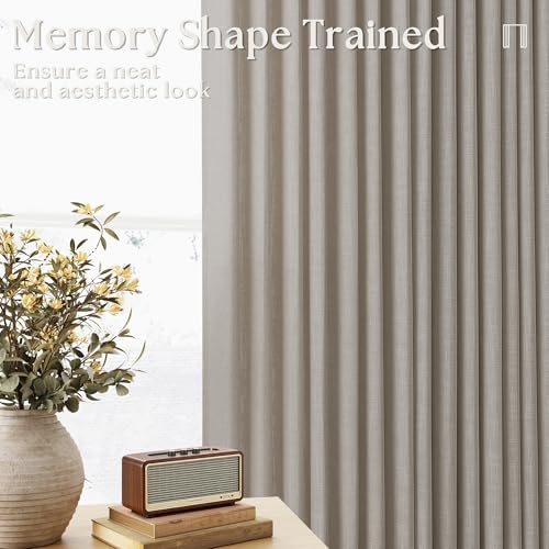 Pinch Pleated Linen 100 Inch Curtains for Living Room Burlywood Birch (Burlywood Birch / 40"W x 100"L (Pack of 2))