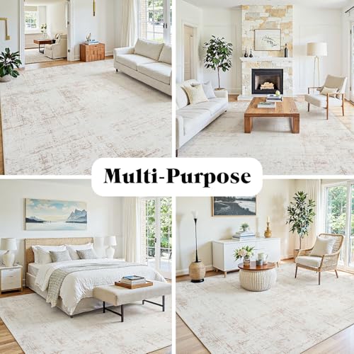 8x10 Washable Area Rug for Living Room Bedroom (Beige/White / 8' x 10' (Rectangular))
