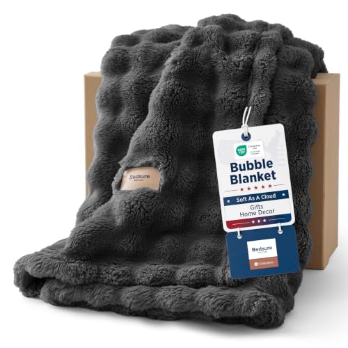 Cloud Bubble Fleece Twin Blanket for Bed (Dark Grey / Twin (60" X 80"))