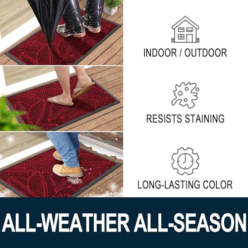 Waterproof Front Doormat (Burgundy / 47" X 17")