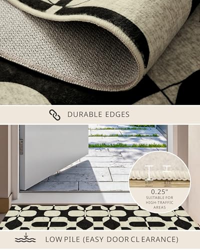 Washable 5x7 Area Rugs for Living Room Modern Rug (Black Beige / 5' x 7' (Rectangular))