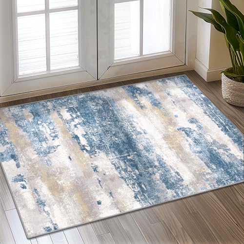 2x3 Area Rugs for Entryway (Blue Cream / 2' x 3' (Rectangular))