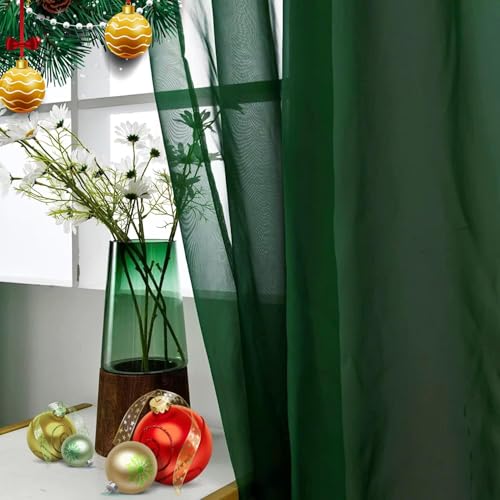 Basic Rod Pocket Sheer Voile Window Curtain Panels White 1 Pair 2 Panels 38 Width 54 Inch Long for Kitchen Bedroom Children Living Room Yard (Foliage Green / 38"W x 54"L (Pack of 2))