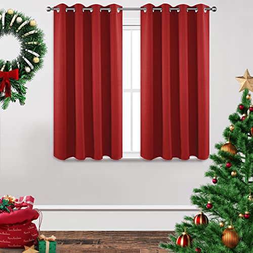 Blackout Curtains 54 Inch Length 2 Panels Set (Red / 52"W x 54"L (Pack of 2))