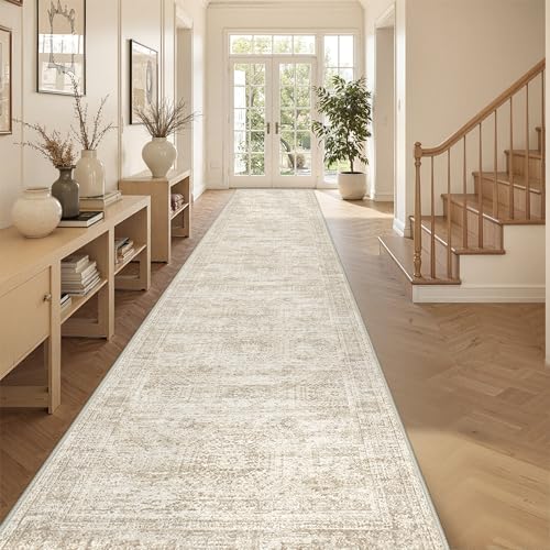 3x14 Runner Rug Non Slip (Beige/Ivory / 3' x 14' (Runner))