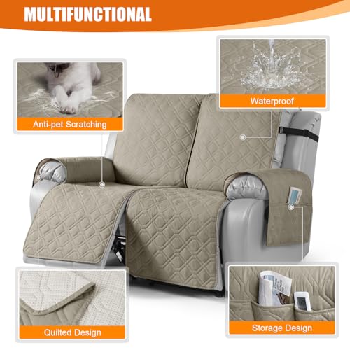 Waterproof Recliner Loveseat Covers Washable (Khaki / 2 Seater)