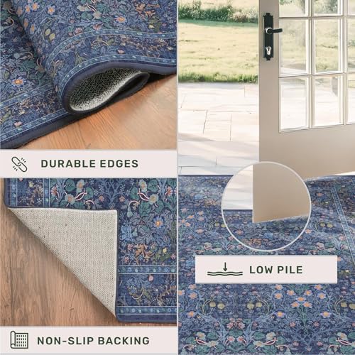 Dark Blue Washable 2x8 Runner Rugs Non Slip for Hallway (Dark Blue / 2' x 8' (Runner))