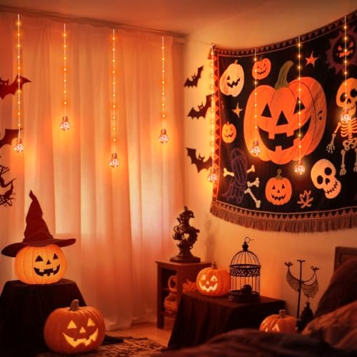 Wishing Ball Curtain Lights 9.8 x3.3 ft (Orange)