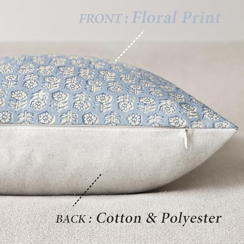 Decorative Floral Print Throw Pillow Covers 20×20 Powder Blue (20" x 20" (Pack of 2) / Powder Blue)