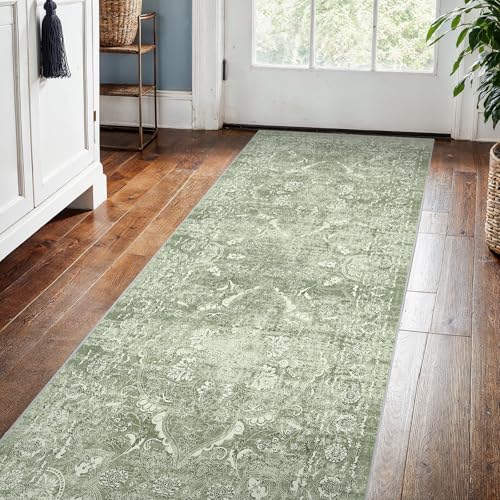2x5 Washable Runner Rug (Muted Sage Green / 2x5)