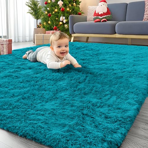 Area Rugs for Living Room Bedroom (4x5.9 Ft / Teal)