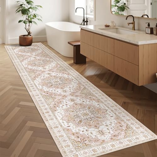 Washable Runner Rugs 2x10 Long for Hallway Kitchen (Pink / 2' x 10' (Runner))