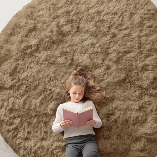 Taupe Round Rugs for Bedroom (8 Ft Round / Taupe)