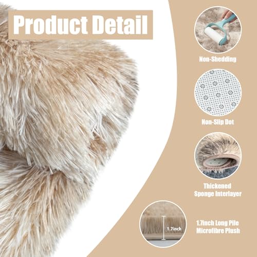 9x12 Fluffy Area Rugs for Living Room Bedroom (Mottling Beige / 9' x 12' (Rectangular))