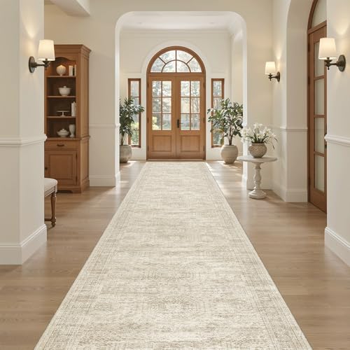 Washable 3x16 Hallway Runner Rug Non (Beige / 3' x 16' (Runner))