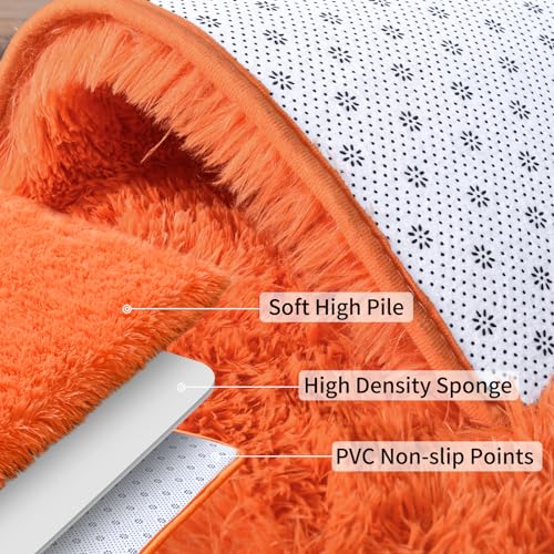 Soft Runner Rugs for Bedroom Hallways (2' x 4' (1 pc) / Orange)