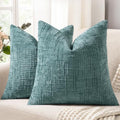 Textured Chenille Throw Pillow Covers 18x18 Set of 2 Teal (Teal / 18" x 18" (Pack of 2))