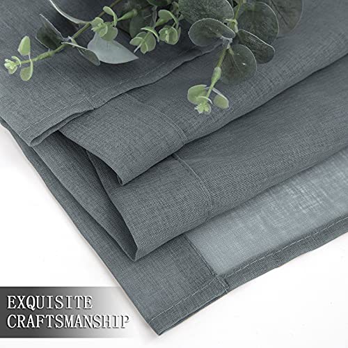 Sheer Curtains Linen Textured Bedroom Curtain Sheers Light Filtering Rod Pocket Voile Curtains for Living Room (54"W x 84"L (Pack of 2) / Dark Grey)